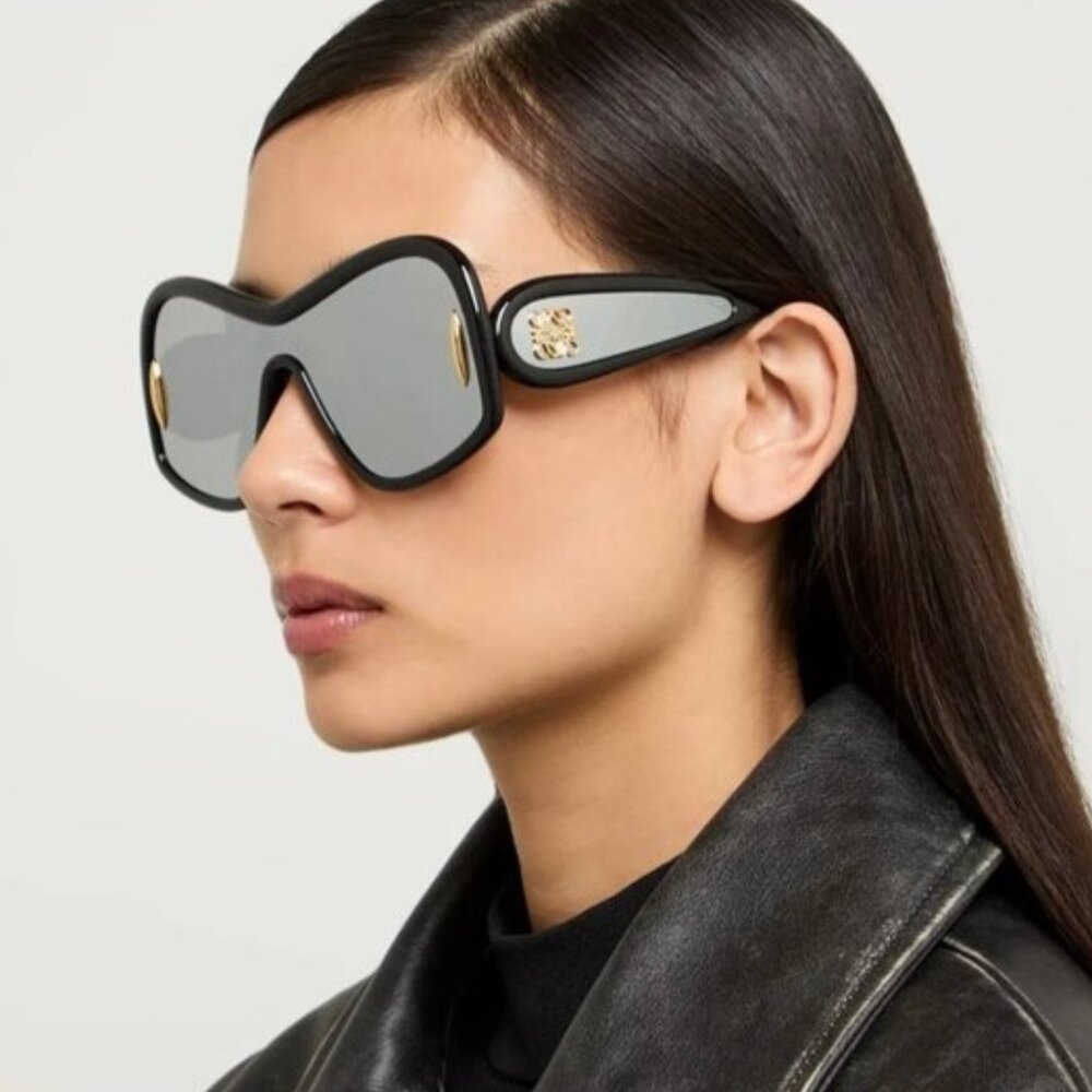 NEW LOEWE SUNGLASSES UNISEX SILVER OVERSIZED LOEWE LW40131I 01C